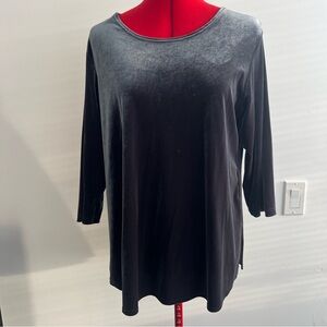 SYMPLI MADE IN CANADA Grey VELOUR JERSEY KNIT 3/4 Sleeve TOP Blouse Size 12